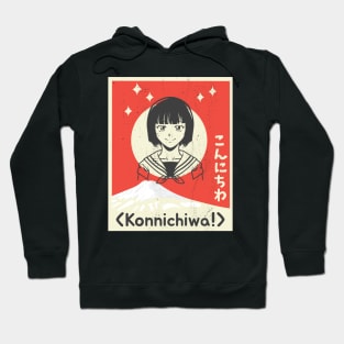 Konnichiwa Japan Art Girl Hoodie